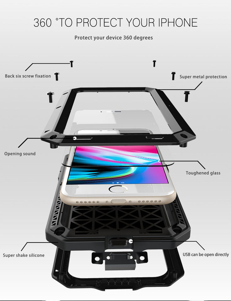 Heavy Duty Metal Aluminum Phone Case for iPhone